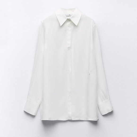 ZARA Minimalist Satin Effect Wrap Shirt/Blouse - NWT - Picture 9 of 10